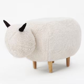 Pearcy White Furry Sheep Ottoman Bench | The Home Depot