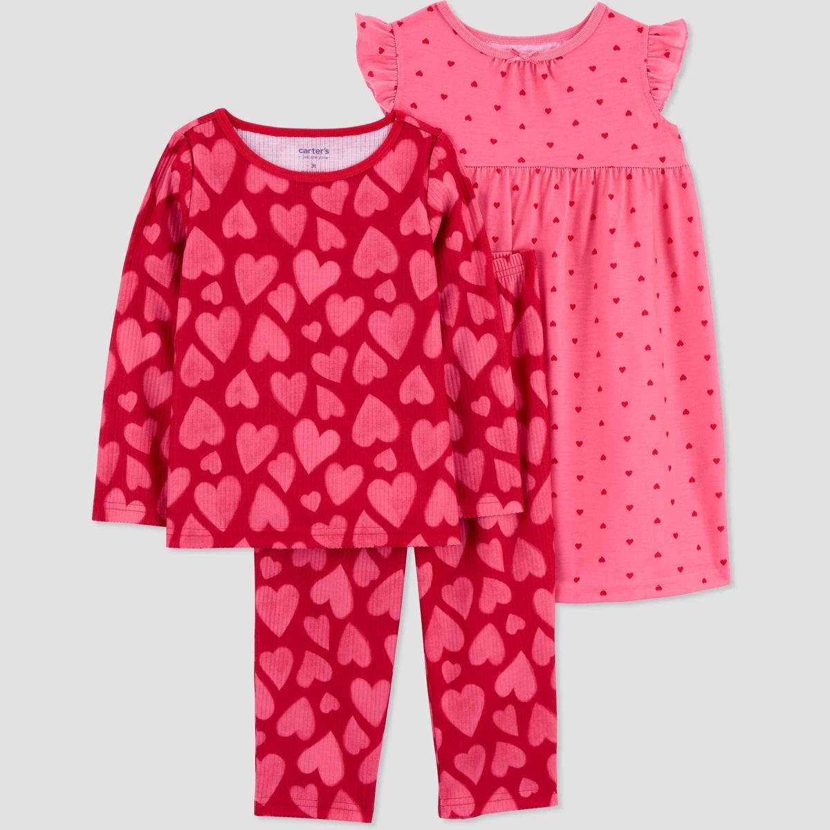 Carter's Just One You® Toddler Girls' Polka Dots & Heart Printed Pajama Set - Red/Pink | Target