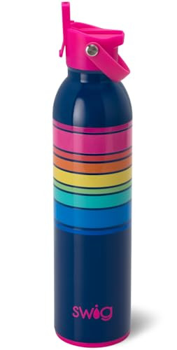 Swig Life 26oz Insulated Water Bottle, Travel Water Bottle with Straw and Lid, Cup Holder Friendly, Stainless Steel (Electric Slide) | Amazon (US)