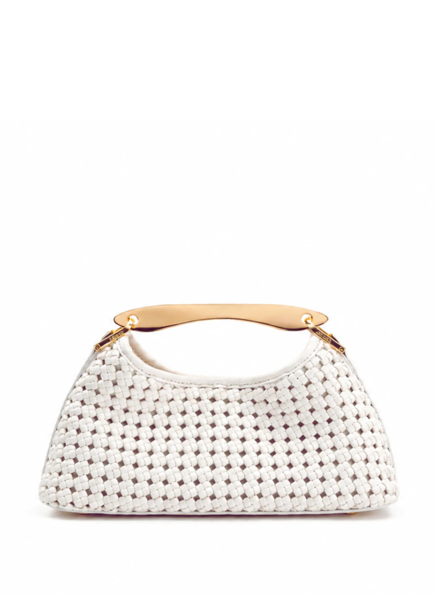Mini Boomerang Woven Leather White - Cute Leather Mini Bag - Elleme | Elleme