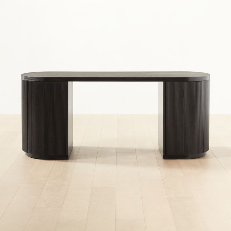 Reid Ebonized Oval Modern Black Desk | CB2 | CB2