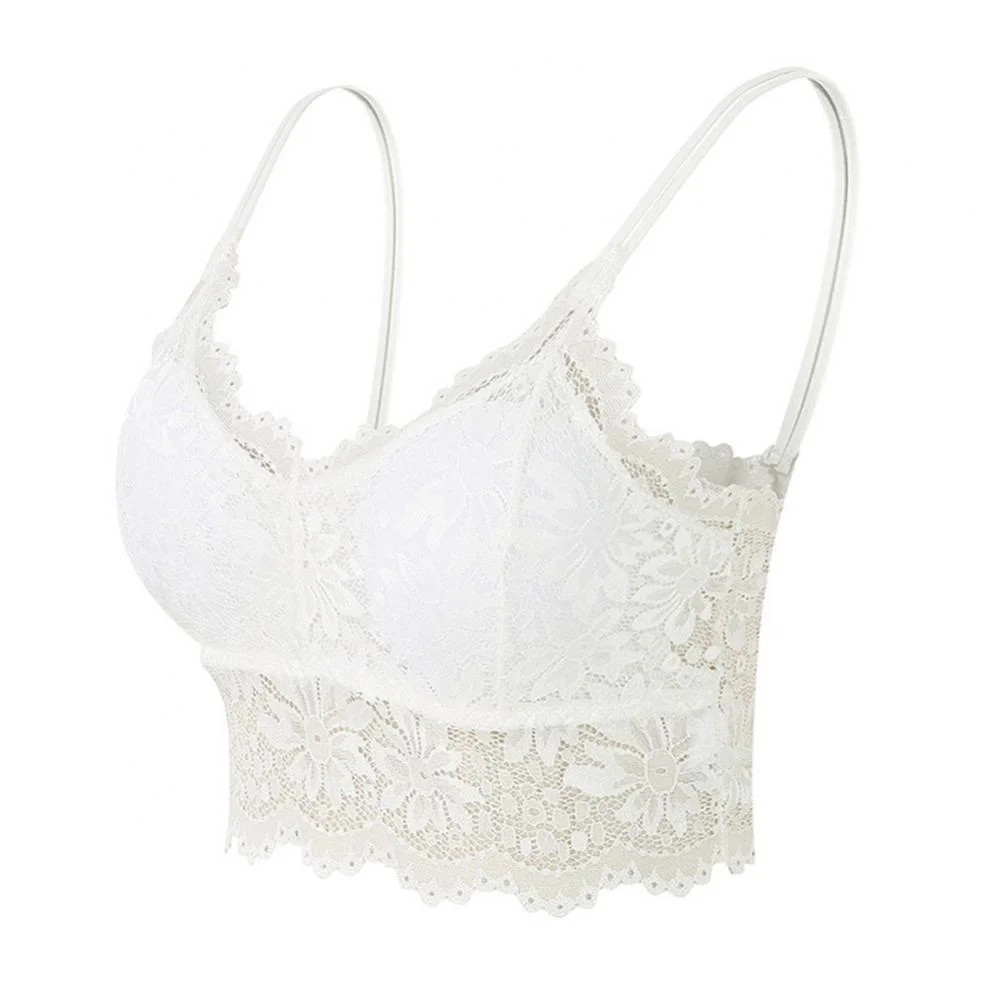Spdoo Women Lace Bra Padded White Bandeau Wirefree Bra with Removable Pad | Walmart (US)