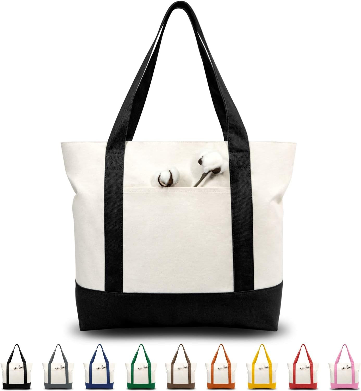TOPDesign 1 | 3 | 6 | 30 Pack Canvas Tote Bag with an External Pocket, Reusable Grocery Shopping ... | Amazon (US)
