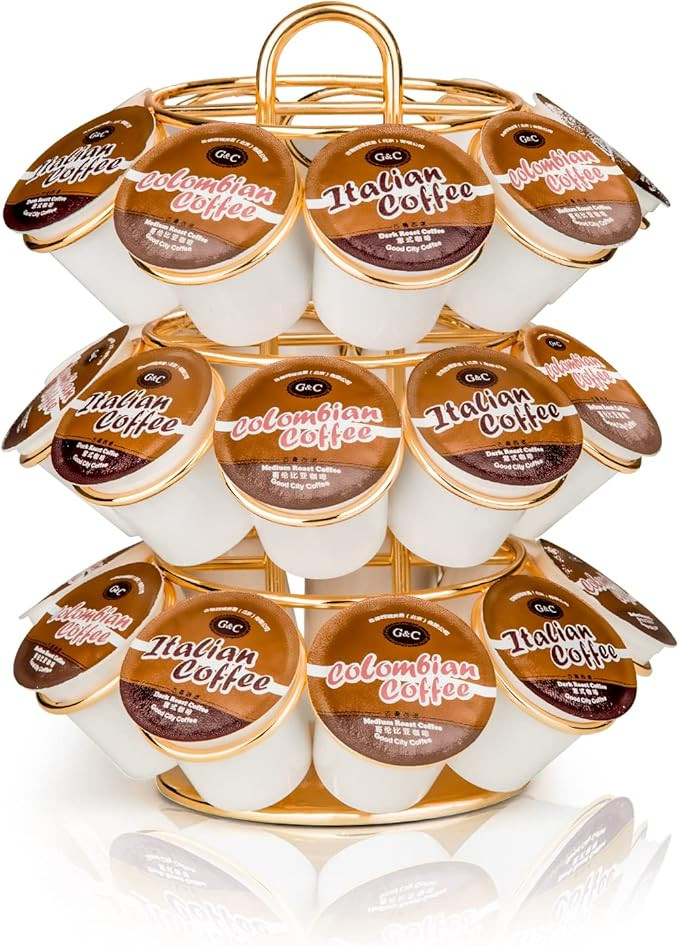Coffee Pod Holder, K Cup Holders Carousel Organizer ,27 Coffee Pods Storage Compatible with K Cup... | Amazon (US)