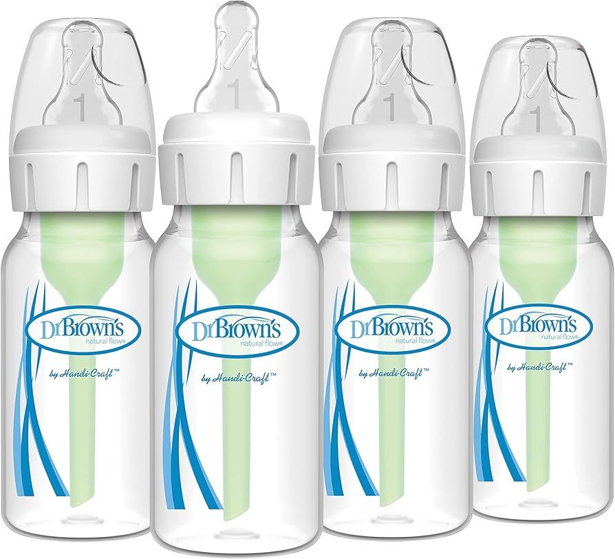 Dr. Brown’s Natural Flow® Anti-Colic Options+™ Narrow Baby Bottles 4 oz/120 mL, with Level 1... | Amazon (US)