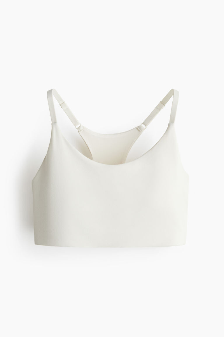 H & M - Light Support Sports bra in SoftMove Lycra Sport - White | H&M (UK, MY, IN, SG, PH, TW, HK)