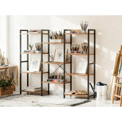 Industrial Bookshelf With 11 Open Shelves, Triple Wide Bookcase For Living Room, Bedroom And Home Office, Heavy-Duty Steel Storage Unit For Books And | Wayfair North America