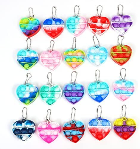 Fuyage 20 Pack Heart Simple Mini Push Pop Bubble Fidget Sensory Stress Relief Toy Keychains for K... | Amazon (US)