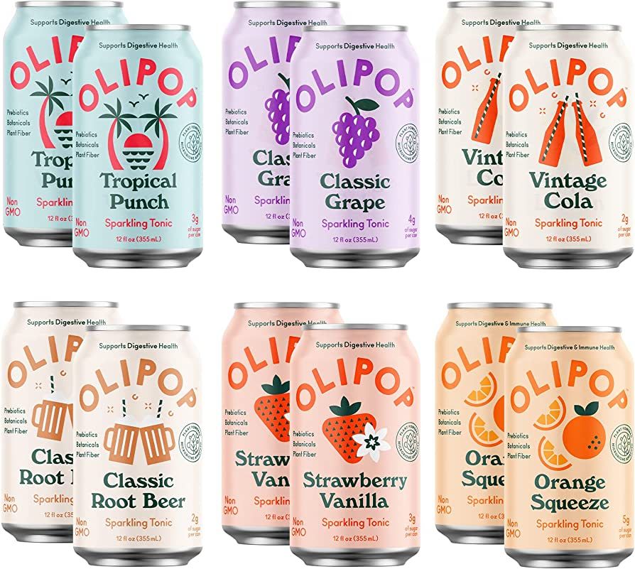Olipop - 6-Flavor Sparkling Tonic Variety Pack, Prebiotic Soda Sampler, Contains Rich in Botanica... | Amazon (US)