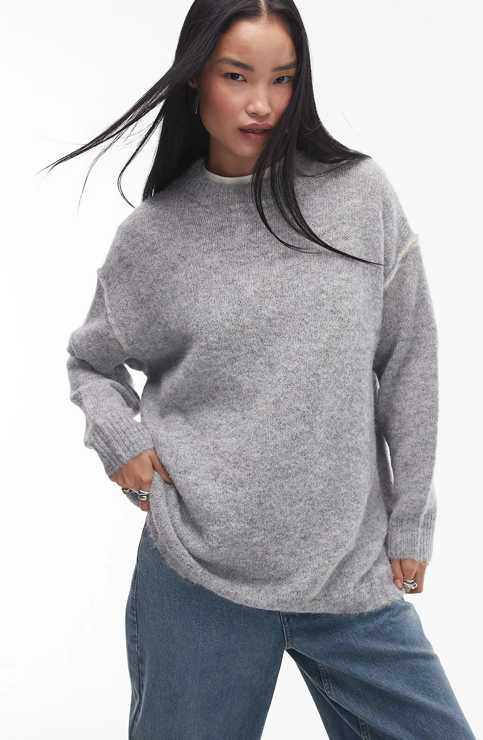Contrast Seam Oversize Sweater | Nordstrom