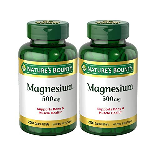 Nature's Bounty Magnesium Supplements 500mg Tablets, Support Bone & Muscle Health, 200 Count (Pack of 2) | Amazon (US)