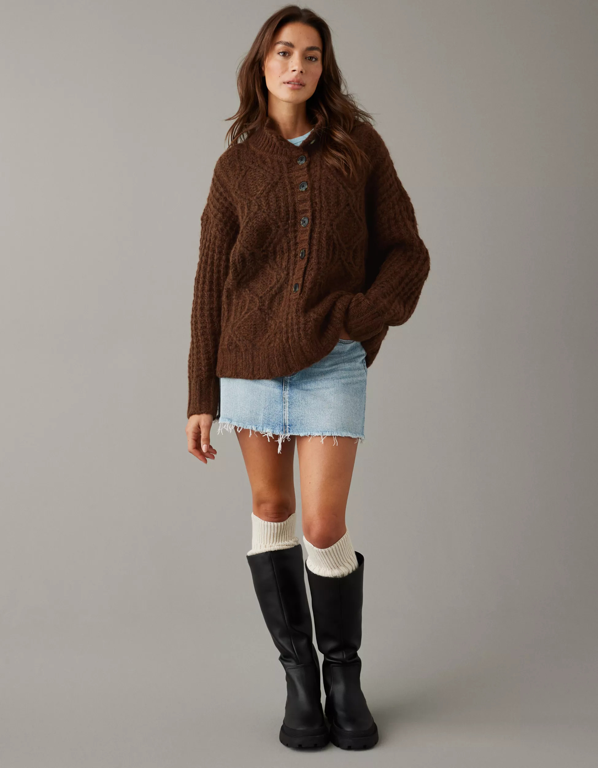 AE Oversized Cable-Knit Sweater | American Eagle Outfitters (US & CA)