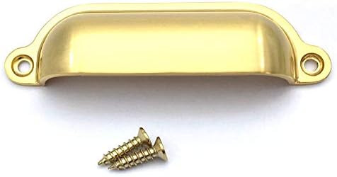 3.5" C-C (3-1/2 in Centers) Brushed Gold Cup Drawer Pull Cabinet Handles Dresser Pulls Handle 89 ... | Amazon (US)