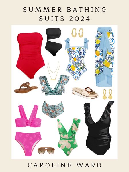 SUMMER IS ALMOST HERE!!! These bathing suits are some of my favorites for this upcoming season 😍 One of my favorite things is styling my suits with sandals + jewelry. More styles and colors are linked below- have fun!!!! ☀️🏖️👙