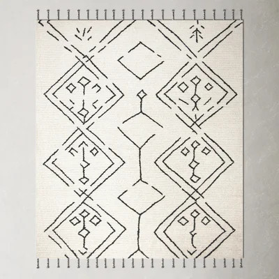 Ezzie Southwestern Handmade Tufted Wool Ivory/Black Area Rug | Wayfair North America