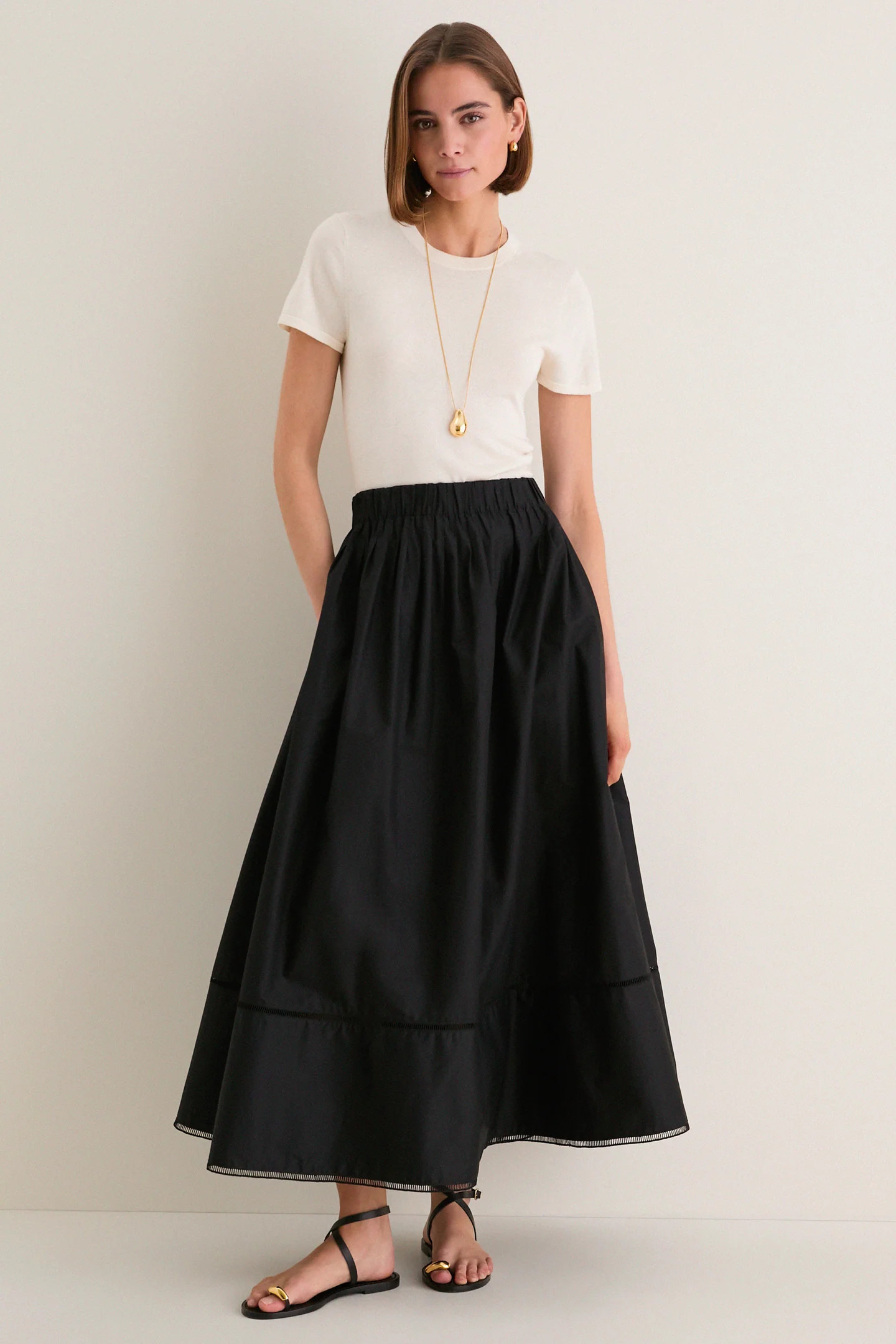 Black Cotton Poplin Nicole Circle Skirt | Tuckernuck (US)