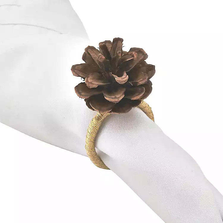Rustic Pinecone Harvest Napkin Rings, Set of 4 | Kirkland's Home