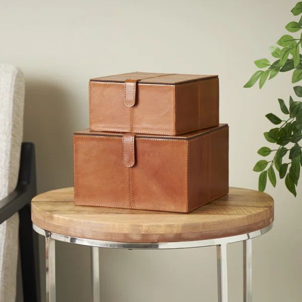 Brownsburg 2 Piece Faux Leather Decorative Box Set | Wayfair North America
