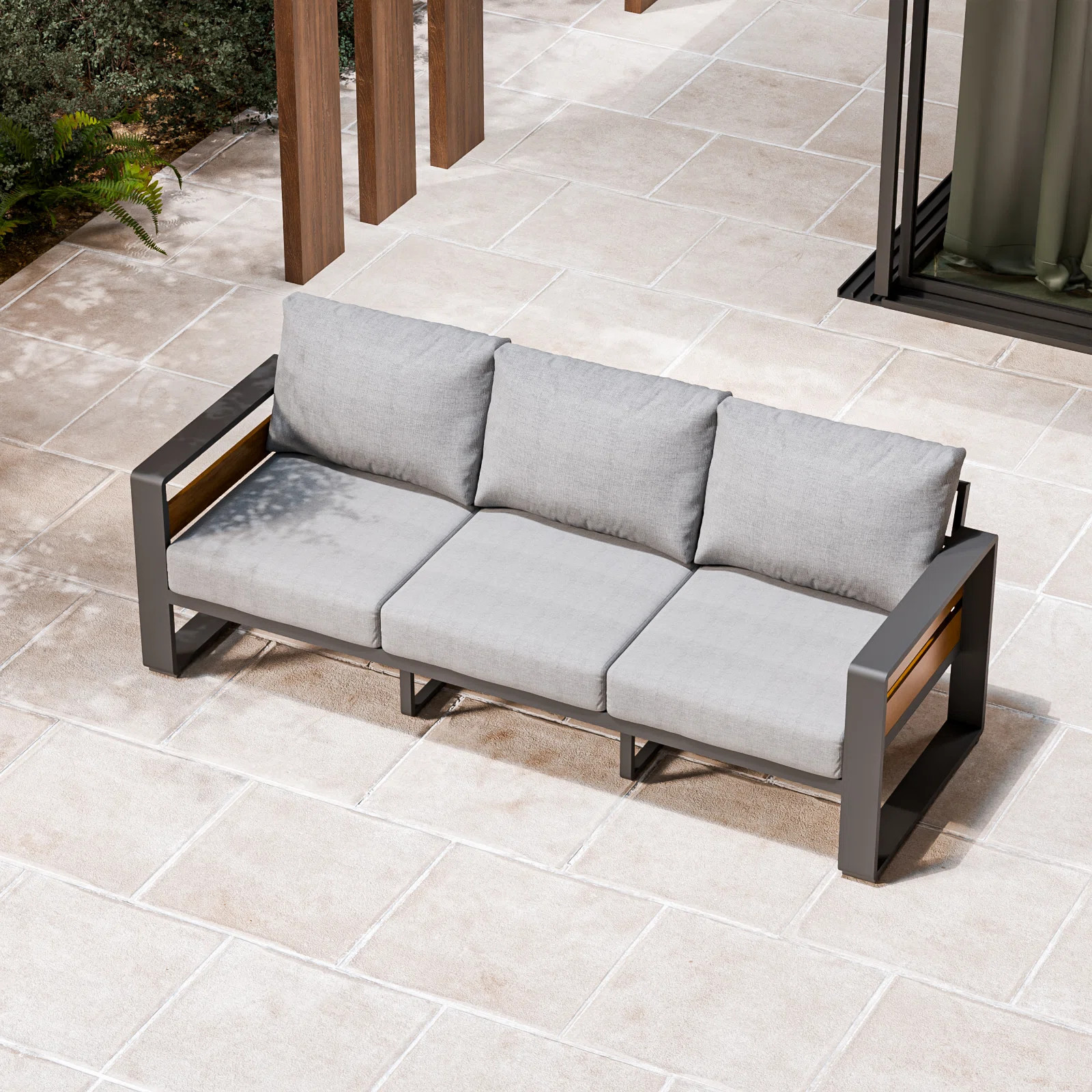 Latitude Run\u00ae Outdoor Aluminum Patio Furniture - 1 Pcs 3-seat, All-weather Metal Modern Outs... | Wayfair North America