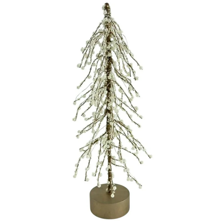 Gold and White Light-Up LED Pearl Christmas Tree Decoration, 18&quot;, by My Texas House | Walmart (US)
