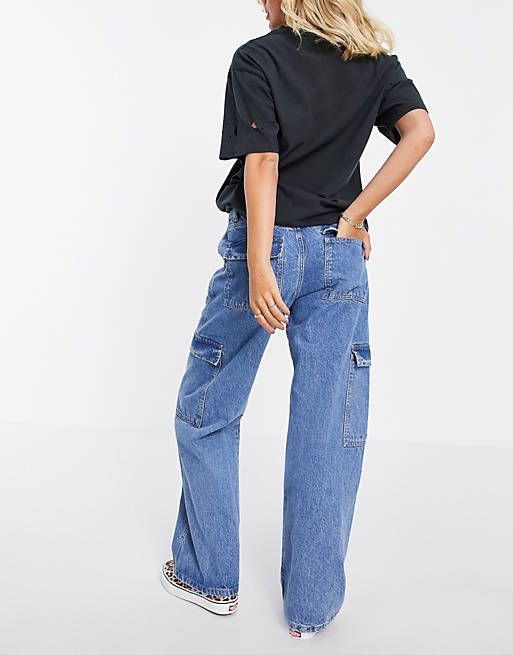 ASOS DESIGN organic low rise 'super relaxed' dad jeans with patch pockets in lightwash | ASOS (Global)