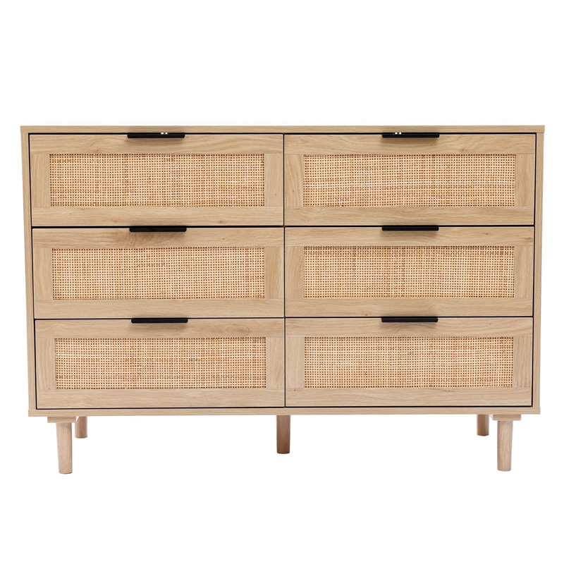 LuxenHome Light Wood 6 Drawer Bedroom Dresser - Walmart.com | Walmart (US)