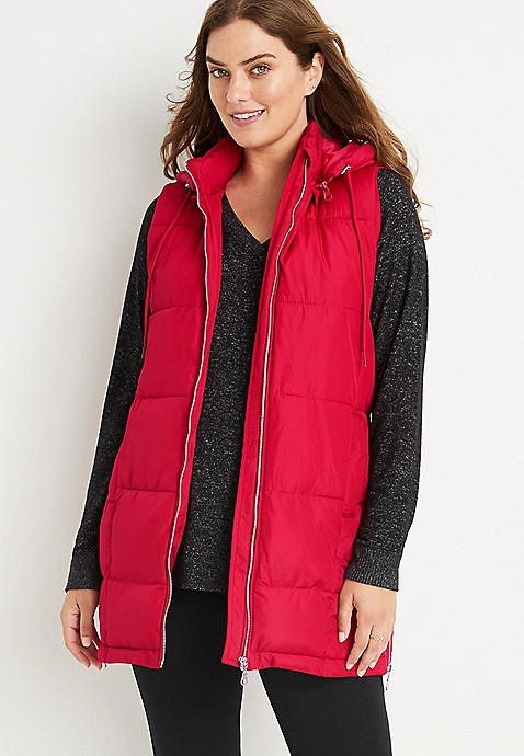 Hooded Longlined Puffer Vest | Maurices