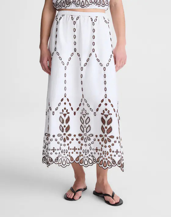 Embroidered Midi Skirt | Madewell