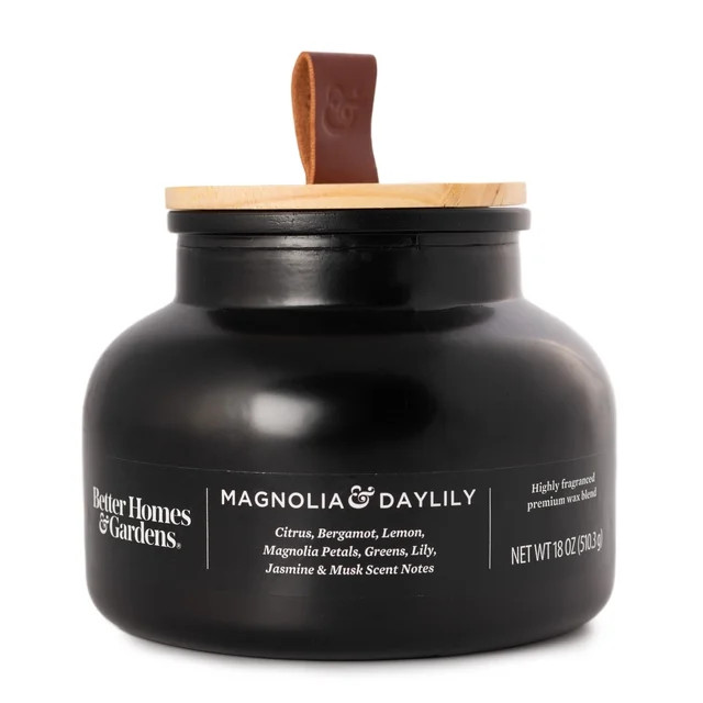 Better Homes & Gardens 18 oz Magnolia & Daylily Scented Wooden Wick Bell Jar Candle | Walmart (US)