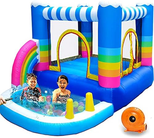 MEIOUKA Kids Inflatable Bounce Houses Jumper with 350W Blower Small Ball Pit Water Pool Rainbow B... | Amazon (US)