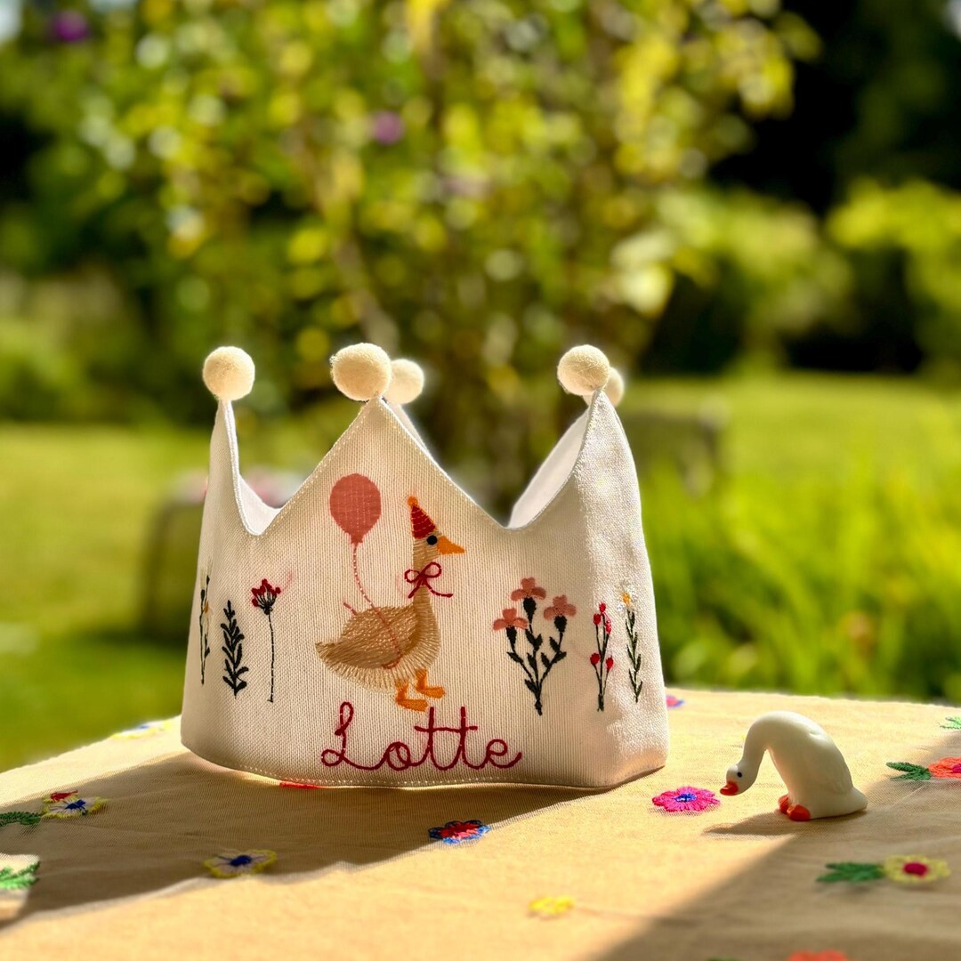 Silly Goose Hand Embroidered Crown - 1st Birthday Gift for Girls & Boys - Etsy | Etsy (US)