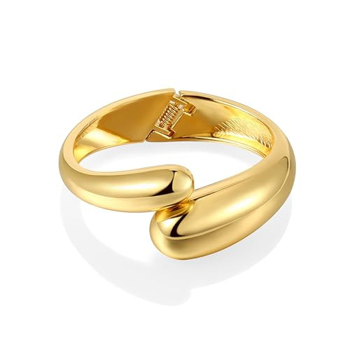Elegance 11 designs Chunky Gold Plated Bangles Bracelets For Women Trendy,Hinged Wide Gold Cuff Bracelet Waterdrop Bangle Jewelry Gift | Amazon (US)