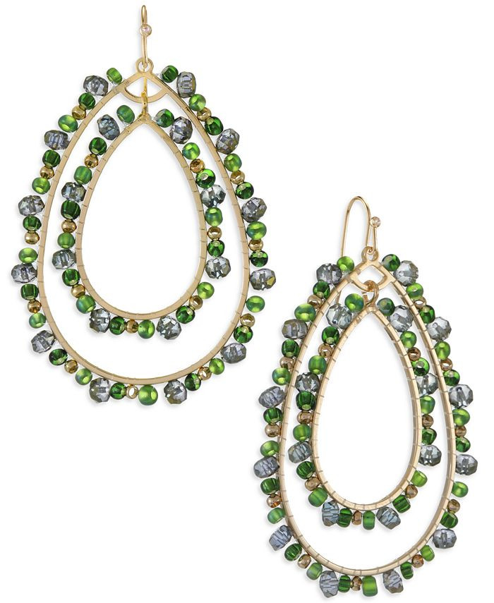 Style & Co Mixed Bead Double-Row Drop Earrings, Created for Macy's & Reviews - Earrings - Jewelry... | Macys (US)