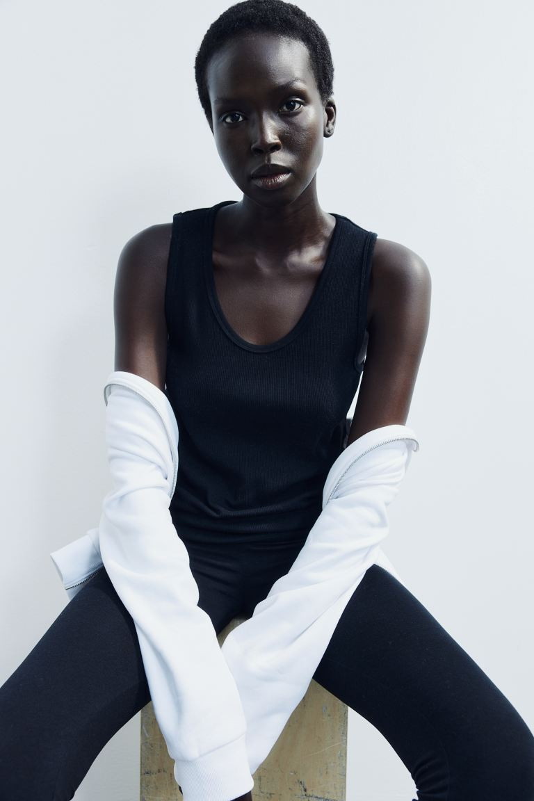 Ribbed vest top - Black - Ladies | H&M GB | H&M (UK, MY, IN, SG, PH, TW, HK)