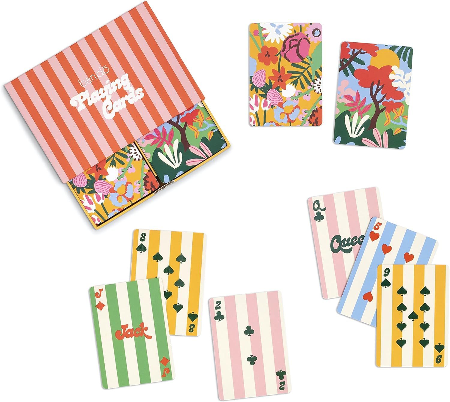 ban.do 2 Decks of Playing Cards, Cute 52-Count Standard Card Deck with Case, Floral | Amazon (US)