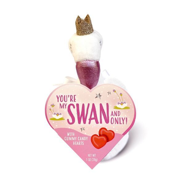 Frankford Valentine's Swan Date Night Plush with Gummy Candy Hearts - 1oz | Target