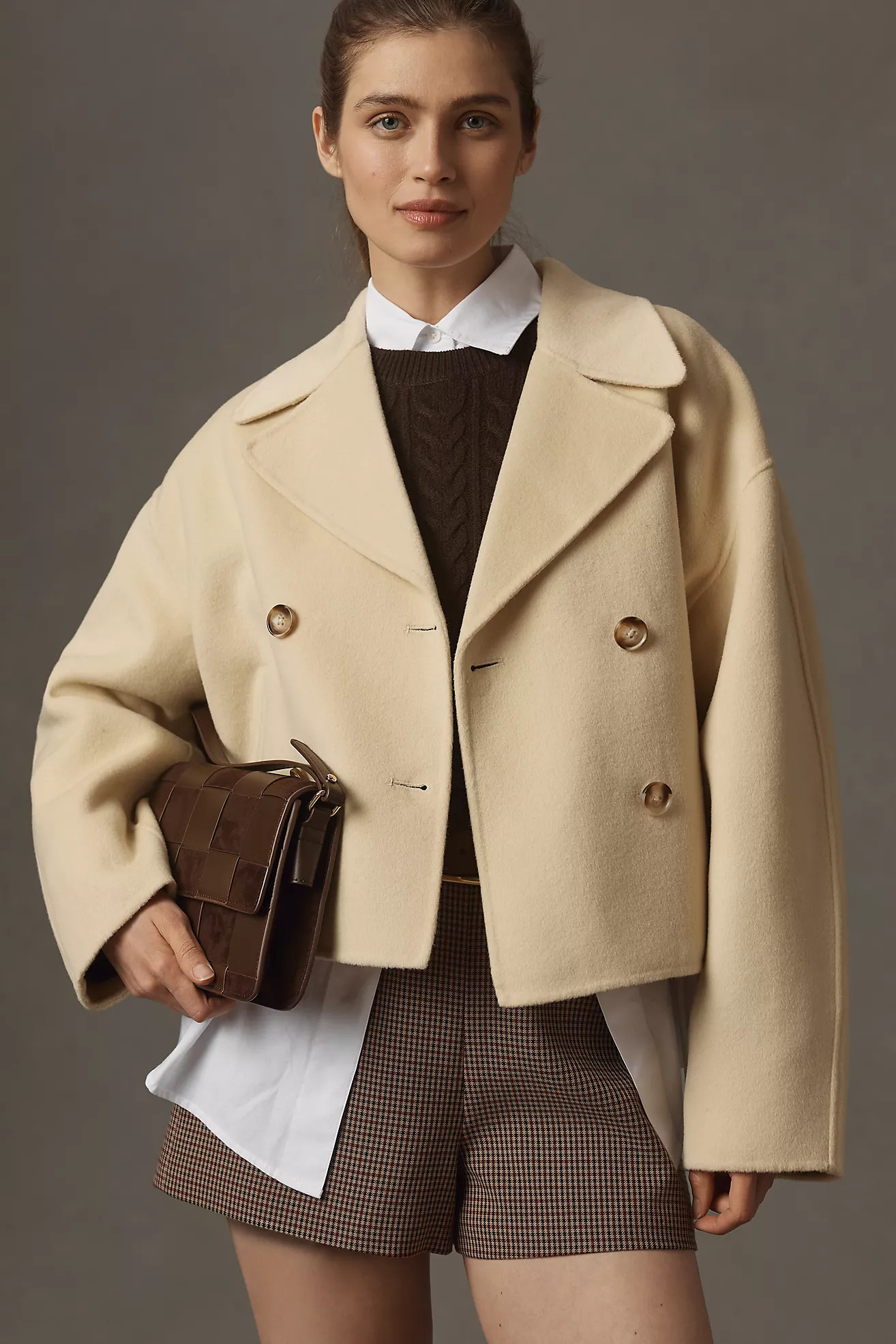 Sanctuary Karlie Wool-Blend Cropped Peacoat | Anthropologie (US)