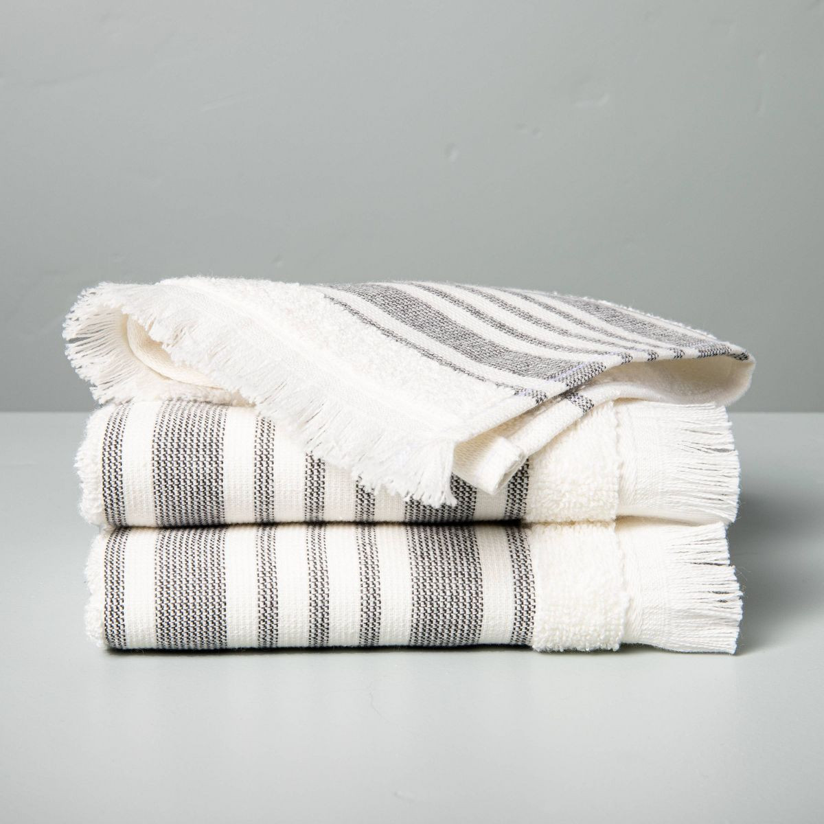 Multistripe Bath Towels Cream/Gray - Hearth & Hand™ with Magnolia | Target