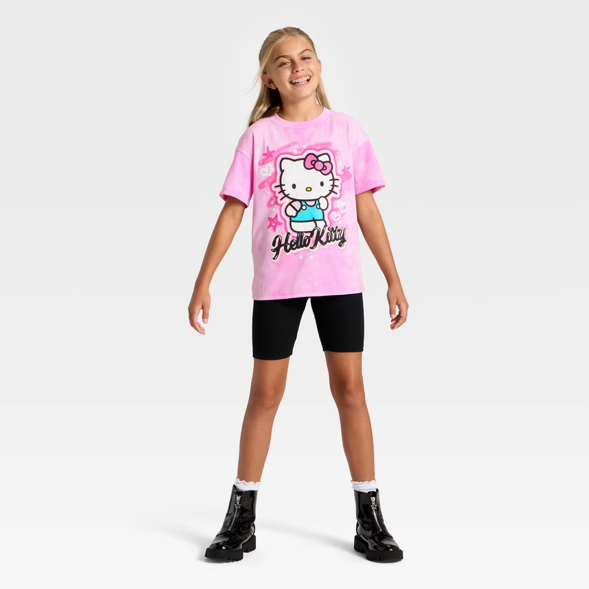 Girls' Hello Kitty Short Sleeve Oversized Graphic T-Shirt - Pink | Target