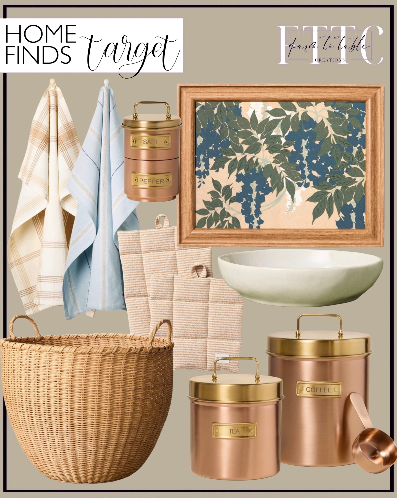 Target Kitchen & Home Finds That Look High-End

Follow @farmtotablecreations on Instagram for more home finds and styling ideas 🤍

These Target finds are giving that elevated, designer look without the high price point. From the warm copper canisters to the soft neutral textiles and woven basket, everything layers together for a clean, pulled-together kitchen refresh that feels both functional and beautiful.

#targethome #kitchenfinds #kitchenstorage #coffeebar #homedecor

target kitchen decor | kitchen canisters | copper canisters | tea coffee sugar containers | kitchen towels neutral | dish towels set | woven basket storage | kitchen organization ideas | neutral kitchen decor | affordable home decor | target finds home | kitchen styling ideas | coffee bar decor | countertop styling | kitchen accessories | woven storage basket | neutral color palette | home decor finds | kitchen essentials | everyday kitchen decor | simple home updates | decorative storage | modern kitchen decor | spring kitchen refresh | kitchen decor ideas

#LTKSeasonal #LTKHome