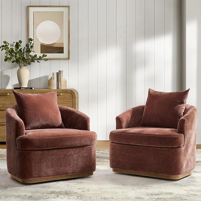 HULALA HOME Modern Swivel Accent Chair Set of 2 with Solid Wood Base, Rust | Amazon (US)