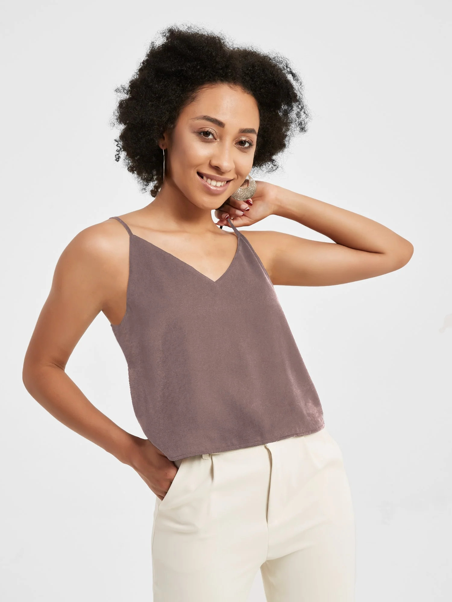 Serena Top | V-neck Satin Crop Top | SUPESU | Supesu