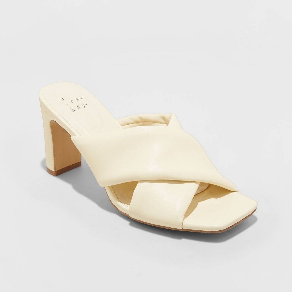 Women's Clementine Padded Crossband Heels - A New Day Cream 5, Ivory | Target