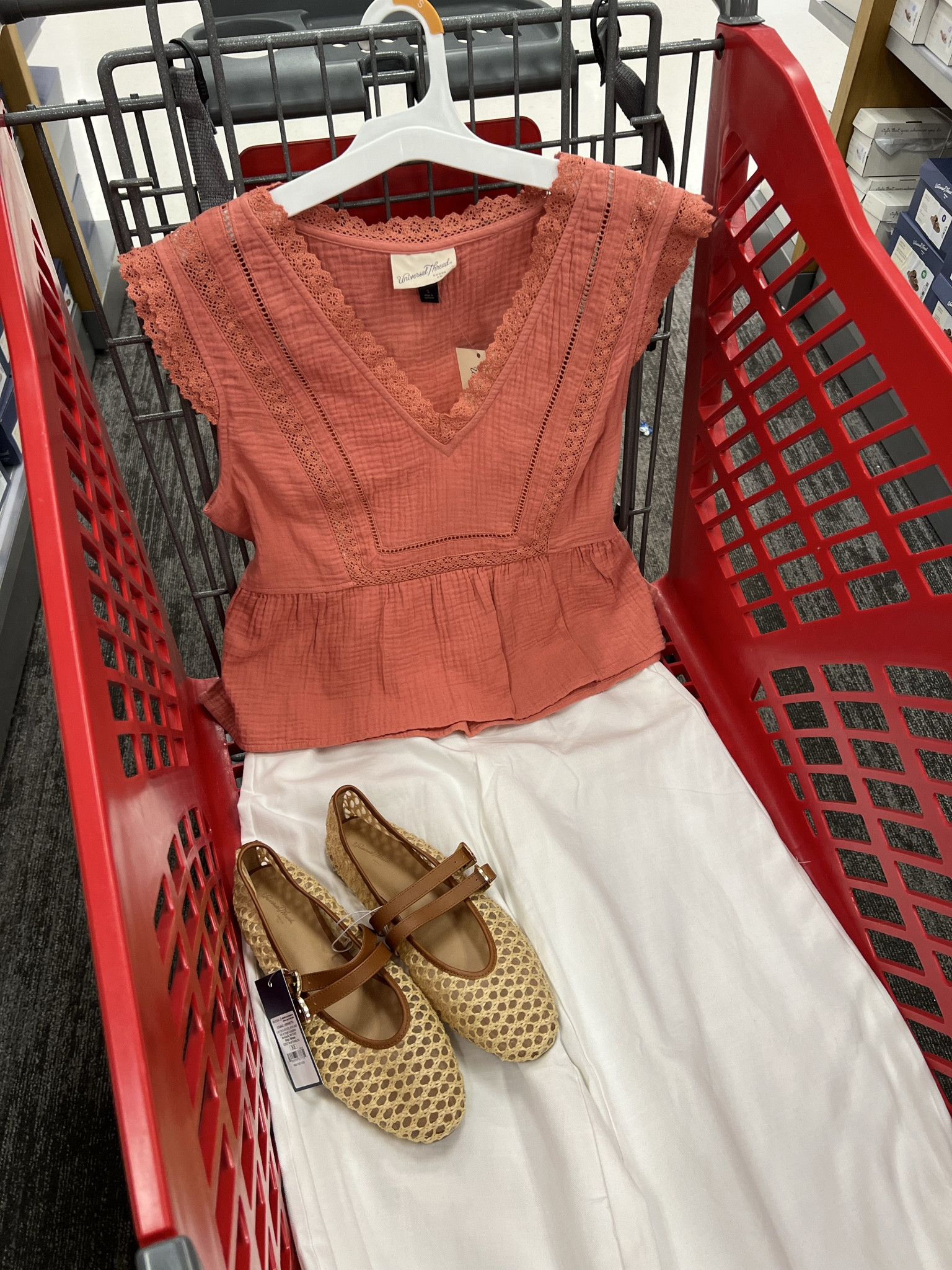 Target spring outfit idea with this cotton lace vneck blouse, comes in coral or black.  

#LTKSaleAlert