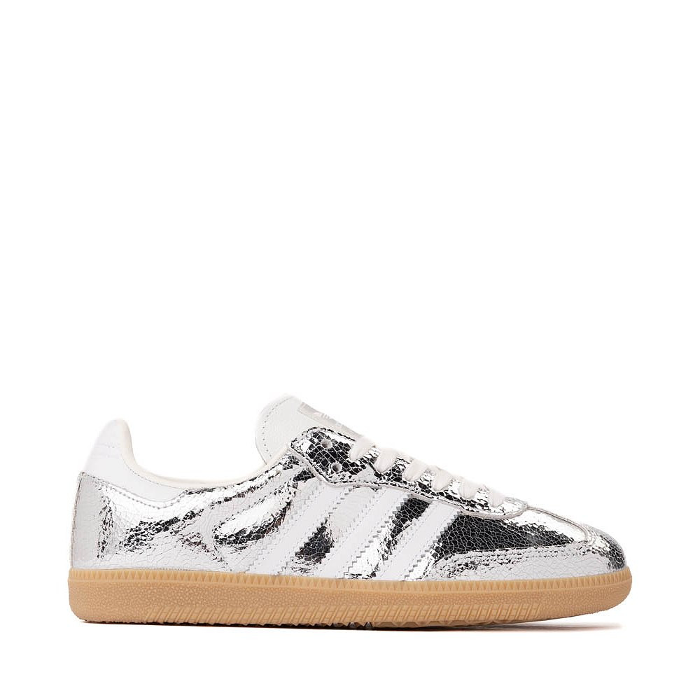 Womens adidas Samba OG Athletic Shoe - Silver Metallic / White / Core White | Journeys