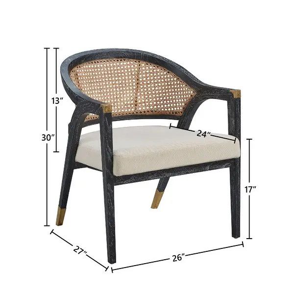 Royce Cushioned Mahogany Accent Armchair with Brass Accents | Bed Bath & Beyond