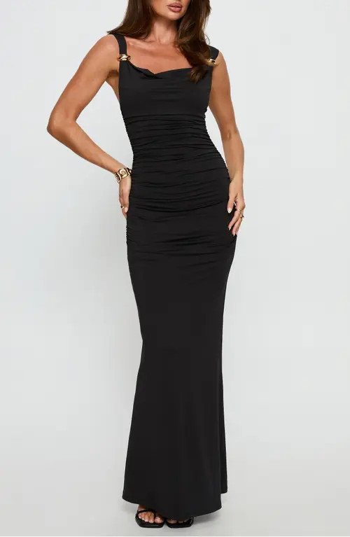 Princess Polly Yakira Back Cut Out Maxi Dress in Black at Nordstrom, Size 6 | Nordstrom