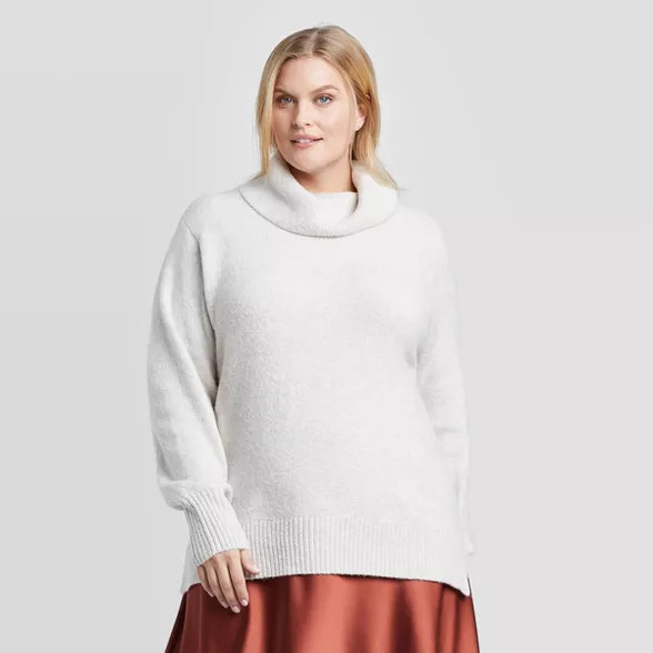 Women's Plus Size Long Sleeve Turtleneck Tunic Sweater - Ava & Viv™ | Target