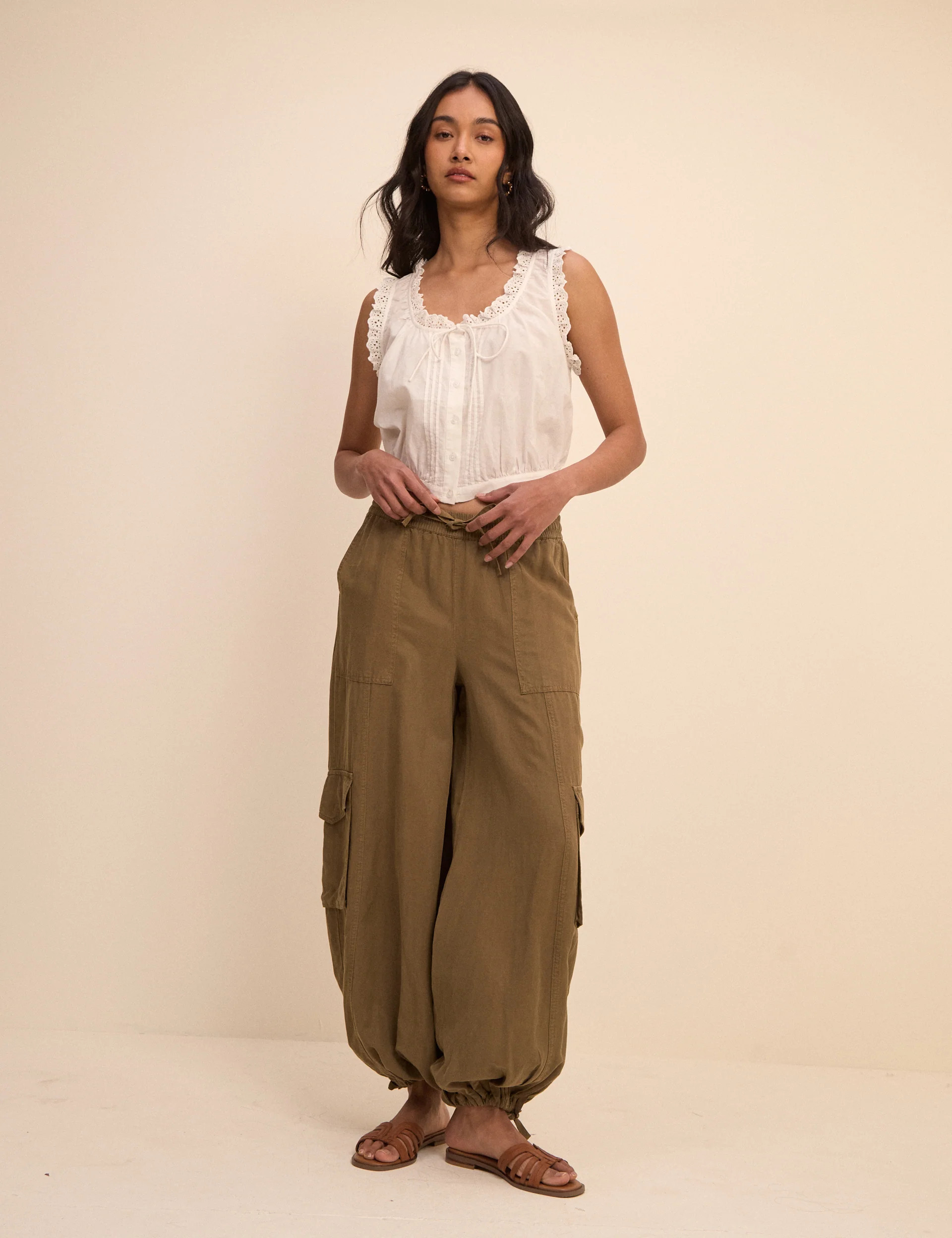 Khaki Utility Balloon Trousers | Nobody's Child