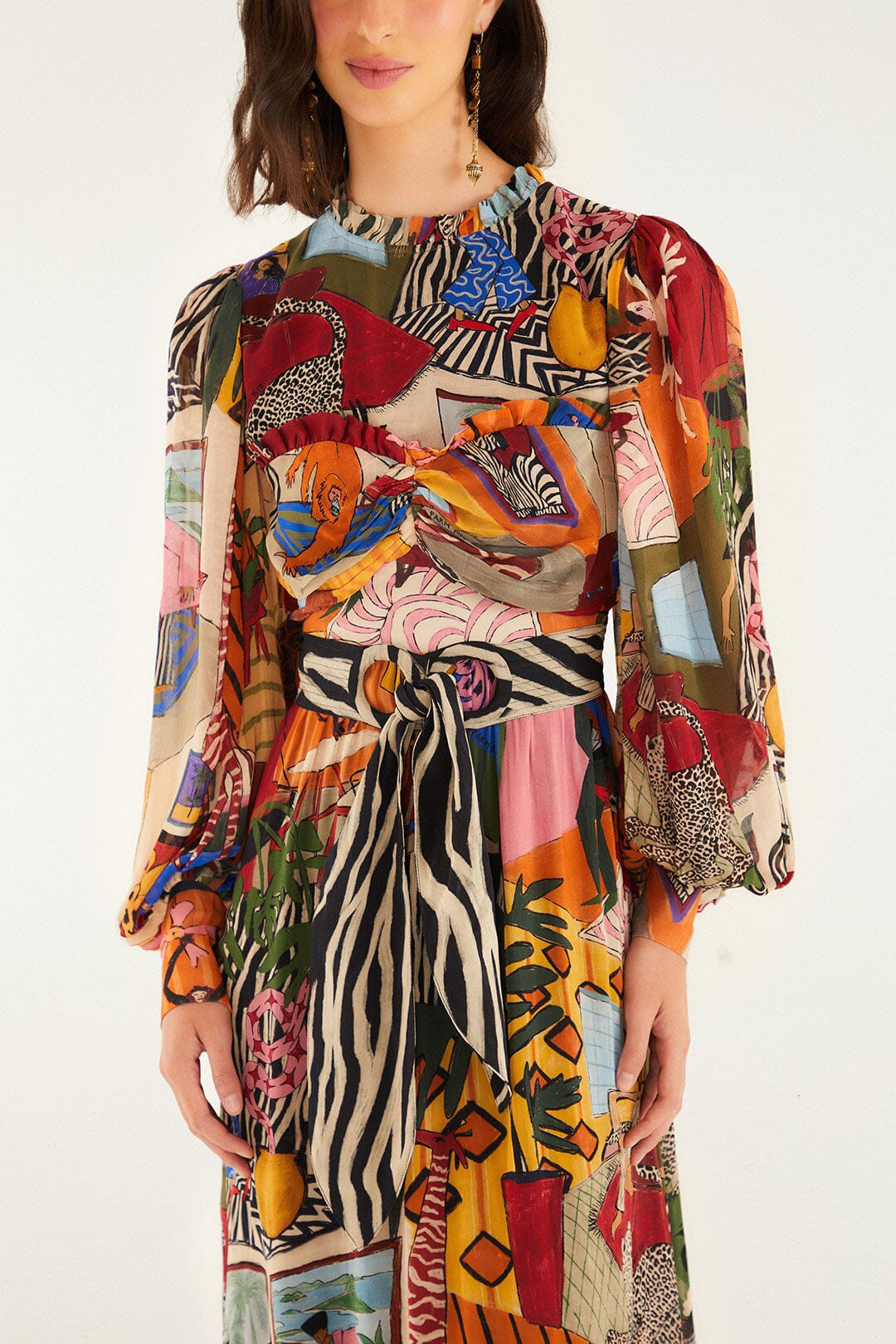 Tropical Multicolor Long Sleeve Maxi Dress | FARM Rio | FarmRio (US)